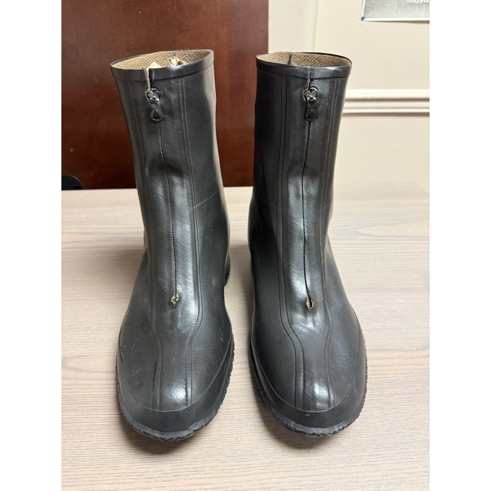 VTG 1950s Wales Goodyear Mens 11 Black Rubber Overshoes Galoshes Zip USA Made